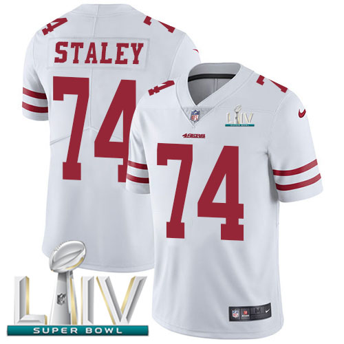 San Francisco 49ers Nike #74 Joe Staley White Super Bowl LIV 2020 Men Stitched NFL Vapor Untouchable Limited Jersey->san francisco 49ers->NFL Jersey